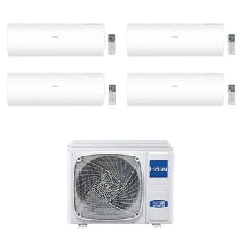 Immagine di Haier PEARL Climatizzatore a parete quadri split inverter Wi-Fi bianco | unità esterna R32 10 kW unità interne 7000+7000+7000+7000 BTU 5U105S2SS5FA+AS[20|20|20|20]PBAHRA