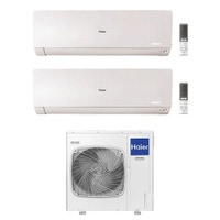 Immagine di Haier FLEXIS PLUS Climatizzatore a parete dual split inverter Wi-Fi bianco | unità esterna R32 12.5 kW unità interne 7000+9000 BTU 5U125S2SN1FA+AS[20|25]S2SF1FA-MW3