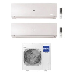 Immagine di Haier FLEXIS PLUS Climatizzatore a parete dual split inverter Wi-Fi bianco | unità esterna R32 12.5 kW unità interne 7000+7000 BTU 5U125S2SN1FA+AS[20|20]S2SF1FA-MW3