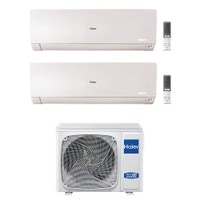 Immagine di Haier FLEXIS PLUS Climatizzatore a parete dual split inverter Wi-Fi bianco | unità esterna R32 10 kW unità interne 7000+9000 BTU 5U105S2SS5FA+AS[20|25]S2SF1FA-MW3