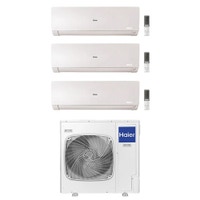 Immagine di Haier FLEXIS PLUS Climatizzatore a parete trial split inverter Wi-Fi bianco | unità esterna R32 12.5 kW unità interne 7000+7000+9000 BTU 5U125S2SN1FA+AS[20|20|25]S2SF1FA-MW3