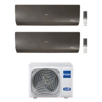 Immagine di Haier FLEXIS PLUS Climatizzatore a parete dual split inverter Wi-Fi nero | unità esterna R32 10 kW unità interne 7000+7000 BTU 5U105S2SS5FA+AS[20|20]S2SF1FA-MB3