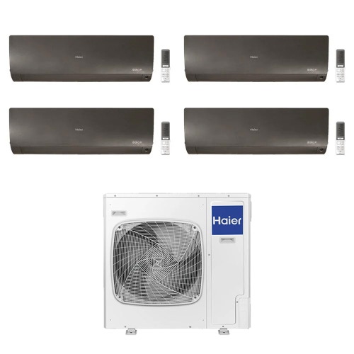 Immagine di Haier FLEXIS PLUS Climatizzatore a parete quadri split inverter Wi-Fi nero | unità esterna R32 12.5 kW unità interne 7000+12000+12000+18000 BTU 5U125S2SN1FA+AS[20|35|35|50]S2SF1FA-MB3