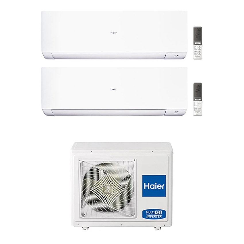 Immagine di Haier EXPERT Climatizzatore a parete dual split inverter Wi-Fi bianco | unità esterna R32 7 kW unità interne 7000+7000 BTU 3U70S2SR5FA+AS[20|20]XCAHRA