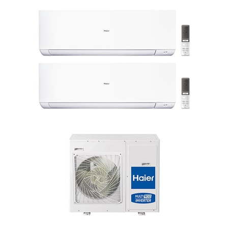 Immagine di Haier EXPERT Climatizzatore a parete dual split inverter Wi-Fi bianco | unità esterna R32 7.5 kW unità interne 7000+7000 BTU 4U75S2SR5FA+AS[20|20]XCAHRA