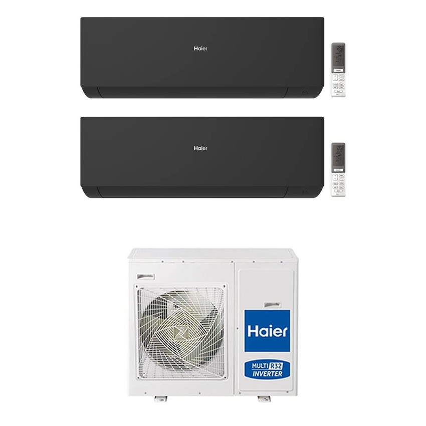 Immagine di Haier EXPERT Climatizzatore a parete dual split inverter Wi-Fi nero | unità esterna R32 8.5 kW unità interne 7000+18000 BTU 4U85S2SR5FA+AS[20|50]XCAHRA-MB