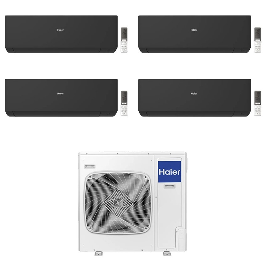 Immagine di Haier EXPERT Climatizzatore a parete quadri split inverter Wi-Fi nero | unità esterna R32 12.5 kW unità interne 7000+7000+7000+12000 BTU 5U125S2SN1FA+AS[20|20|20|35]XCAHRA-MB