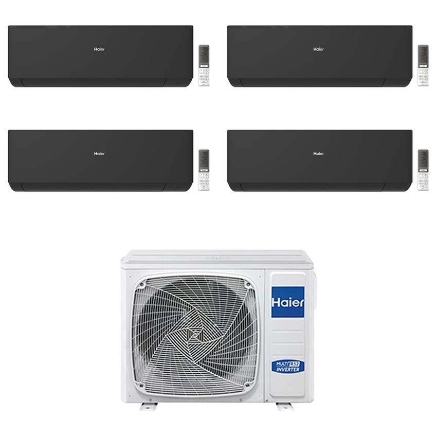 Immagine di Haier EXPERT Climatizzatore a parete quadri split inverter Wi-Fi nero | unità esterna R32 10 kW unità interne 7000+7000+7000+7000 BTU 5U105S2SS5FA+AS[20|20|20|20]XCAHRA-MB