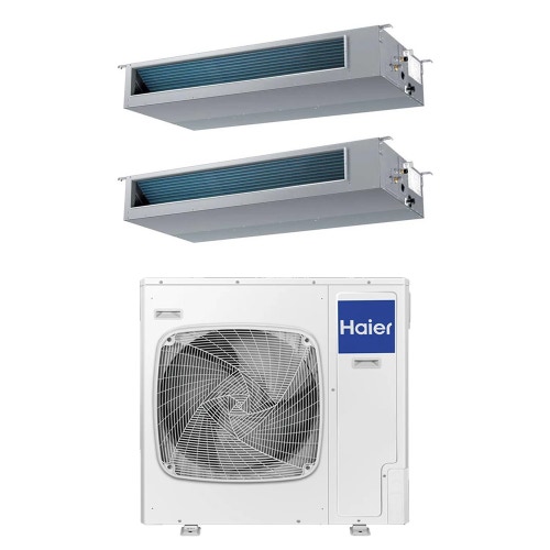 Immagine di Haier CANALIZZATO Media pressione Climatizzatore canalizzabile dual split inverter Wi-Fi | unità esterna R32 12.5 kW unità interne 12000+12000 BTU 5U125S2SN1FA+AD[35|35]S2SM9FA(H)