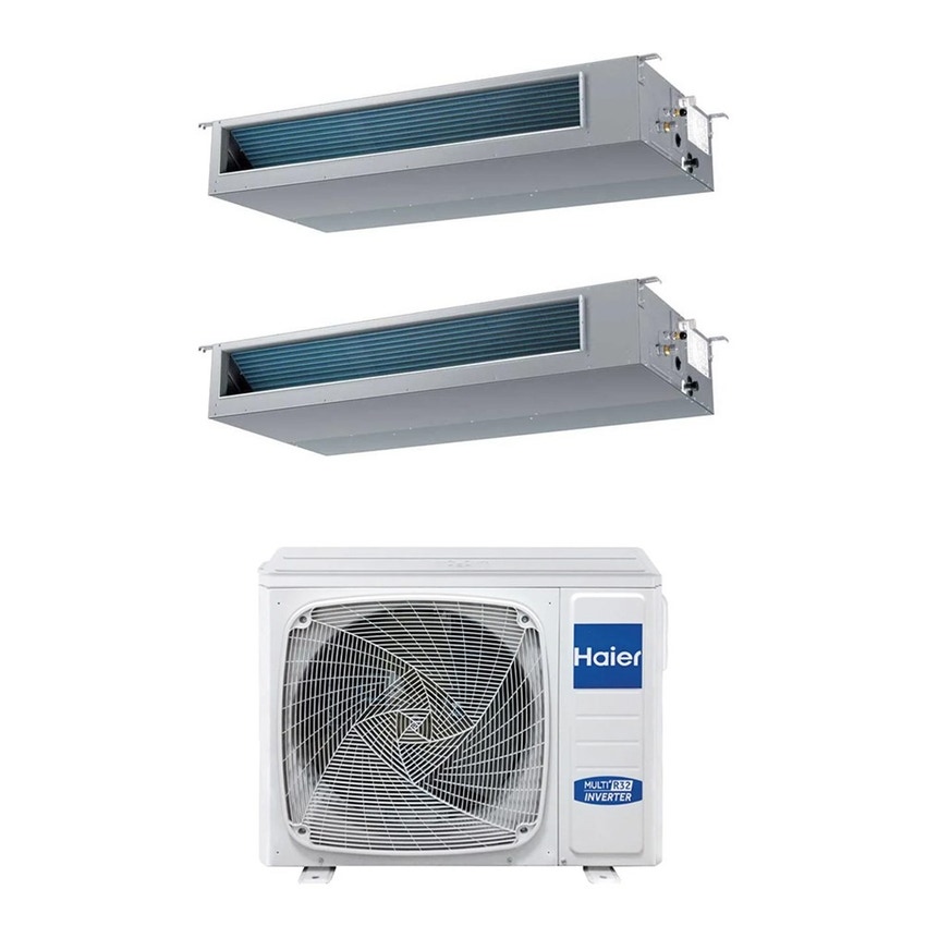 Immagine di Haier CANALIZZATO Media pressione Climatizzatore canalizzabile dual split inverter Wi-Fi | unità esterna R32 9 kW unità interne 12000+18000 BTU 5U90S2SS5FA+AD[35|50]S2SM9FA(H)