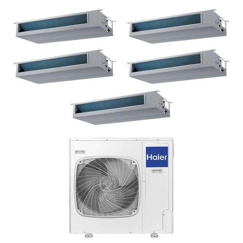 Immagine di Haier CANALIZZATO Media pressione Climatizzatore canalizzabile penta split inverter Wi-Fi | unità esterna R32 12.5 kW unità interne 12000+12000+12000+12000+12000 BTU 5U125S2SN1FA+AD[35|35|35|35|35]S2SM9FA(H)