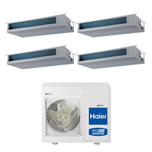 Immagine di Haier CANALIZZATO Media pressione Climatizzatore canalizzabile quadri split inverter Wi-Fi | unità esterna R32 8.5 kW unità interne 12000+12000+12000+12000 BTU 4U85S2SR5FA+AD[35|35|35|35]S2SM9FA(H)