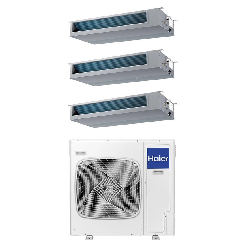 Immagine di Haier CANALIZZATO Media pressione Climatizzatore canalizzabile trial split inverter Wi-Fi | unità esterna R32 12.5 kW unità interne 12000+12000+12000 BTU 5U125S2SN1FA+AD[35|35|35]S2SM9FA(H)