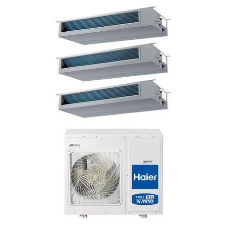 Immagine di Haier CANALIZZATO Media pressione Climatizzatore canalizzabile trial split inverter Wi-Fi | unità esterna R32 7.5 kW unità interne 12000+12000+12000 BTU 4U75S2SR5FA+AD[35|35|35]S2SM9FA(H)