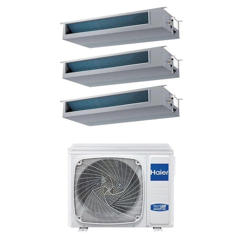 Immagine di Haier CANALIZZATO Media pressione Climatizzatore canalizzabile trial split inverter Wi-Fi | unità esterna R32 9 kW unità interne 12000+12000+12000 BTU 5U90S2SS5FA+AD[35|35|35]S2SM9FA(H)