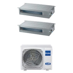 Immagine di Haier CANALIZZATO SLIM Bassa pressione Climatizzatore canalizzabile dual split inverter Wi-Fi | unità esterna R32 9 kW unità interne 12000+18000 BTU 5U90S2SS5FA+AD[35|50]S2SS1FA(H)