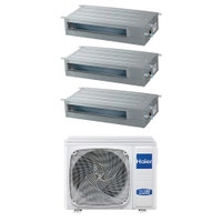 Immagine di Haier CANALIZZATO SLIM Bassa pressione Climatizzatore canalizzabile trial split inverter Wi-Fi | unità esterna R32 10 kW unità interne 9000+9000+9000 BTU 5U105S2SS5FA+AD[25|25|25]S2SS1FA(H)