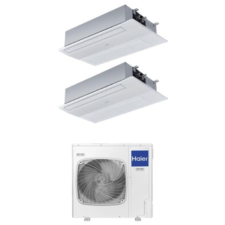Immagine di Haier CASSETTE A 1 VIA Climatizzatore a cassetta dual split inverter Wi-Fi bianco | unità esterna R32 12.5 kW unità interne 9000+9000 BTU 5U125S2SN1FA+AB[25|25]S2SA1FA(H)