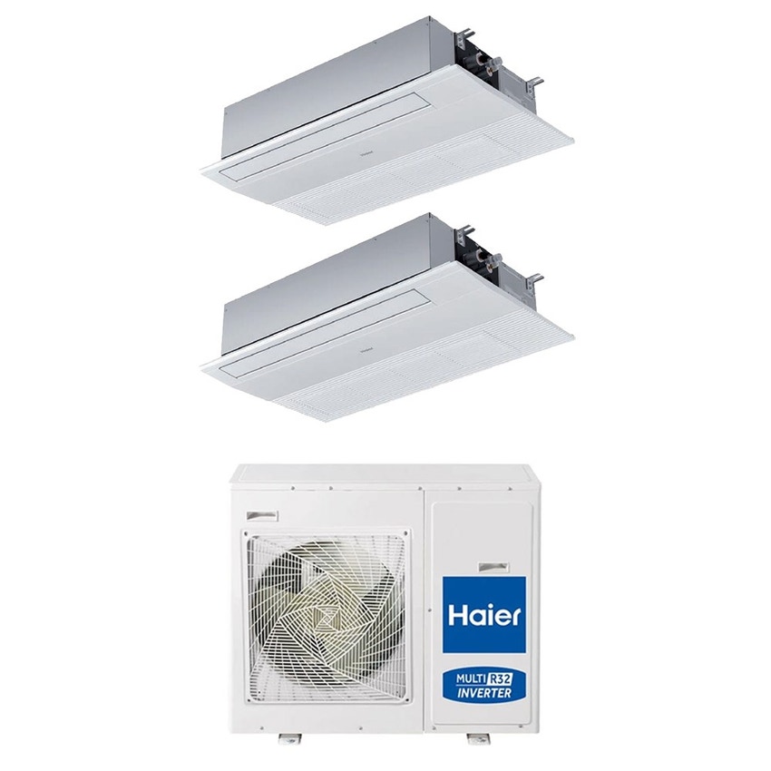 Immagine di Haier CASSETTE A 1 VIA Climatizzatore a cassetta dual split inverter Wi-Fi bianco | unità esterna R32 7.5 kW unità interne 9000+9000 BTU 4U75S2SR5FA+AB[25|25]S2SA1FA(H)