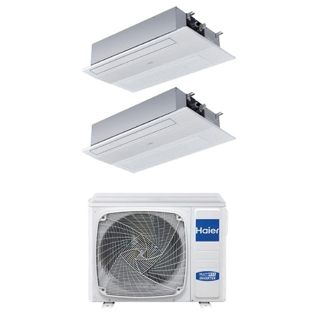 Immagine di Haier CASSETTE A 1 VIA Climatizzatore a cassetta dual split inverter Wi-Fi bianco | unità esterna R32 10 kW unità interne 9000+9000 BTU 5U105S2SS5FA+AB[25|25]S2SA1FA(H)