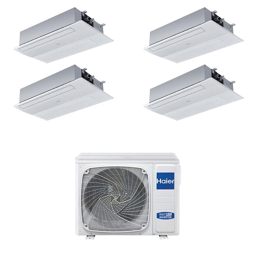 Immagine di Haier CASSETTE A 1 VIA Climatizzatore a cassetta quadri split inverter Wi-Fi bianco | unità esterna R32 9 kW unità interne 9000+9000+9000+18000 BTU 5U90S2SS5FA+AB[25|25|25|50]S2SA1FA(H)