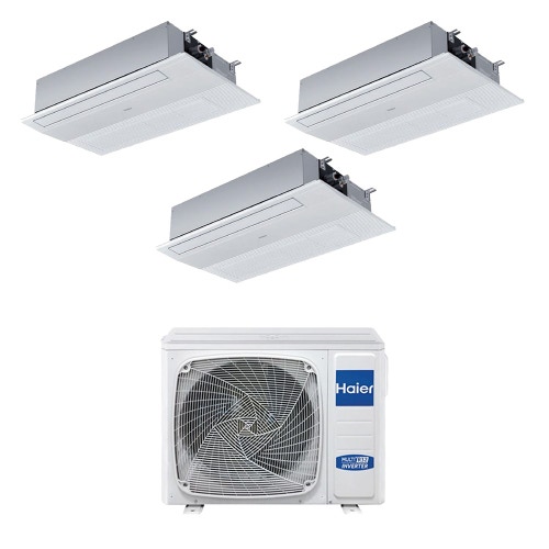Immagine di Haier CASSETTE A 1 VIA Climatizzatore a cassetta trial split inverter Wi-Fi bianco | unità esterna R32 9 kW unità interne 9000+9000+9000 BTU 5U90S2SS5FA+AB[25|25|25]S2SA1FA(H)