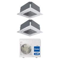 Immagine di Haier CASSETTE 620 a 4 VIE Climatizzatore a cassetta dual split inverter Wi-Fi bianco | unità esterna R32 7.5 kW unità interne 9000+9000 BTU 4U75S2SR5FA+AB[25|25]S2SC2FA(H)