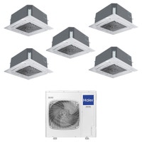 Immagine di Haier CASSETTE 620 a 4 VIE Climatizzatore a cassetta penta split inverter Wi-Fi bianco | unità esterna R32 12.5 kW unità interne 9000+9000+9000+9000+12000 BTU 5U125S2SN1FA+AB[25|25|25|25|35]S2SC2FA(H)