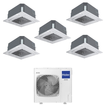 Immagine di Haier CASSETTE 620 a 4 VIE Climatizzatore a cassetta penta split inverter Wi-Fi bianco | unità esterna R32 12.5 kW unità interne 9000+9000+9000+9000+9000 BTU 5U125S2SN1FA+AB[25|25|25|25|25]S2SC2FA(H)