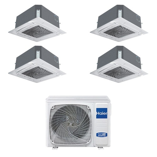 Immagine di Haier CASSETTE 620 a 4 VIE Climatizzatore a cassetta quadri split inverter Wi-Fi bianco | unità esterna R32 9 kW unità interne 9000+9000+12000+12000 BTU 5U90S2SS5FA+AB[25|25|35|35]S2SC2FA(H)