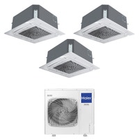 Immagine di Haier CASSETTE 620 a 4 VIE Climatizzatore a cassetta trial split inverter Wi-Fi bianco | unità esterna R32 12.5 kW unità interne 9000+9000+12000 BTU 5U125S2SN1FA+AB[25|25|35]S2SC2FA(H)