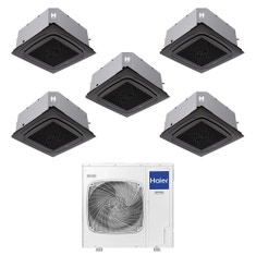 Immagine di Haier CASSETTE 620 a 4 VIE Climatizzatore a cassetta penta split inverter Wi-Fi nero | unità esterna R32 12.5 kW unità interne 9000+9000+9000+9000+9000 BTU 5U125S2SN1FA+AB[25|25|25|25|25]S2SC2FA(H)-B
