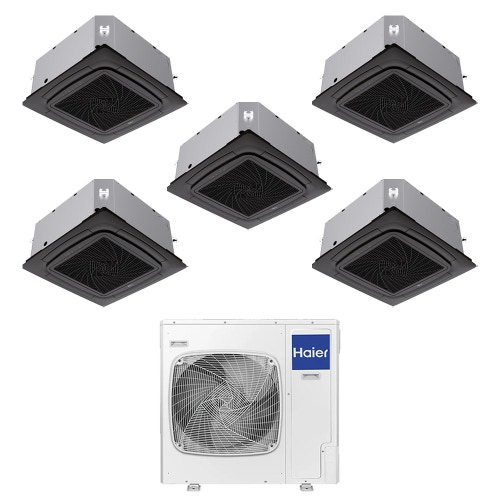 Immagine di Haier CASSETTE 620 a 4 VIE Climatizzatore a cassetta penta split inverter Wi-Fi nero | unità esterna R32 12.5 kW unità interne 9000+9000+9000+9000+12000 BTU 5U125S2SN1FA+AB[25|25|25|25|35]S2SC2FA(H)-B