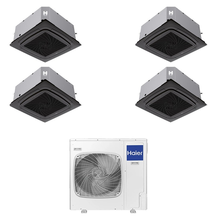 Immagine di Haier CASSETTE 620 a 4 VIE Climatizzatore a cassetta quadri split inverter Wi-Fi nero | unità esterna R32 12.5 kW unità interne 9000+9000+9000+9000 BTU 5U125S2SN1FA+AB[25|25|25|25]S2SC2FA(H)-B