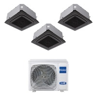 Immagine di Haier CASSETTE 620 a 4 VIE Climatizzatore a cassetta trial split inverter Wi-Fi nero | unità esterna R32 9 kW unità interne 9000+9000+9000 BTU 5U90S2SS5FA+AB[25|25|25]S2SC2FA(H)-B