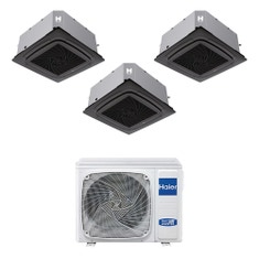 Immagine di Haier CASSETTE 620 a 4 VIE Climatizzatore a cassetta trial split inverter Wi-Fi nero | unità esterna R32 10 kW unità interne 9000+9000+9000 BTU 5U105S2SS5FA+AB[25|25|25]S2SC2FA(H)-B