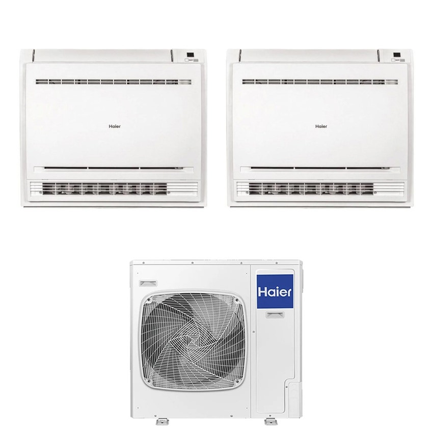 Immagine di Haier CONSOLE Climatizzatore console da pavimento dual split inverter Wi-Fi bianco | unità esterna R32 12.5 kW unità interne 9000+15000 BTU 5U125S2SN1FA+AF[25|42]S2SD1FA(D)