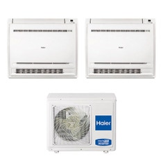 Immagine di Haier CONSOLE Climatizzatore console da pavimento dual split inverter Wi-Fi bianco | unità esterna R32 7 kW unità interne 9000+9000 BTU 3U70S2SR5FA+AF[25|25]S2SD1FA(D)