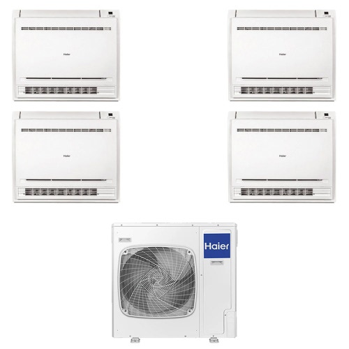 Immagine di Haier CONSOLE Climatizzatore console da pavimento quadri split inverter Wi-Fi bianco | unità esterna R32 12.5 kW unità interne 9000+9000+9000+9000 BTU 5U125S2SN1FA+AF[25|25|25|25]S2SD1FA(D)
