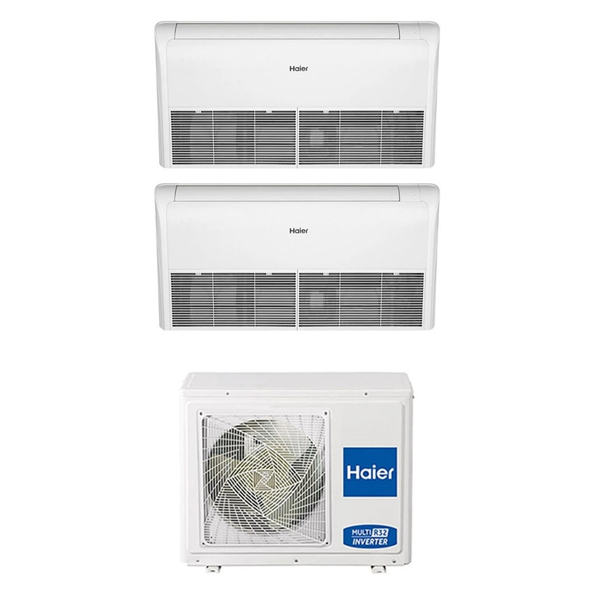 Immagine di Haier SOFFITTO PAVIMENTO Climatizzatore soffitto/pavimento dual split inverter bianco | unità esterna R32 5 kW unità interne 12000+12000 BTU 3U55S2SR5FA+AC[35|35]S2SG2FA(H)