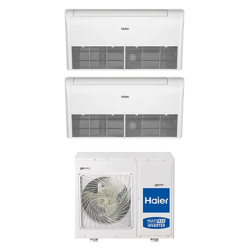 Immagine di Haier SOFFITTO PAVIMENTO Climatizzatore soffitto/pavimento dual split inverter bianco | unità esterna R32 7.5 kW unità interne 12000+12000 BTU 4U75S2SR5FA+AC[35|35]S2SG2FA(H)