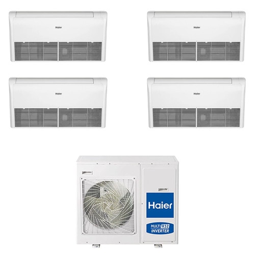 Immagine di Haier SOFFITTO PAVIMENTO Climatizzatore soffitto/pavimento quadri split inverter bianco | unità esterna R32 8.5 kW unità interne 12000+12000+12000+12000 BTU 4U85S2SR5FA+AC[35|35|35|35]S2SG2FA(H)