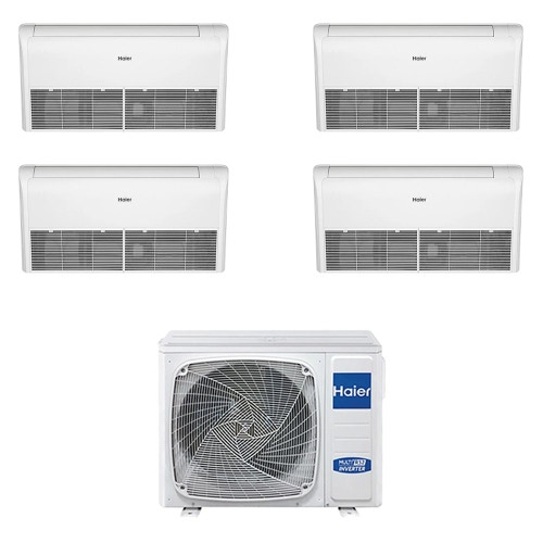 Immagine di Haier SOFFITTO PAVIMENTO Climatizzatore soffitto/pavimento quadri split inverter bianco | unità esterna R32 10 kW unità interne 12000+12000+12000+12000 BTU 5U105S2SS5FA+AC[35|35|35|35]S2SG2FA(H)