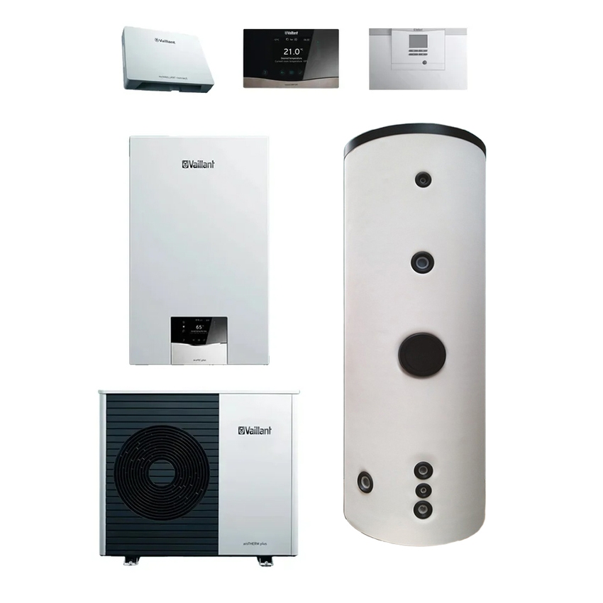 Immagine di Vaillant systemHYBRID plus 8-25kW bivalente caldaia a condensazione ecoTEC plus VM 25 CS/1-5, bollitore bivalente e pompa di calore 8 kW monoblocco R290 8000015934