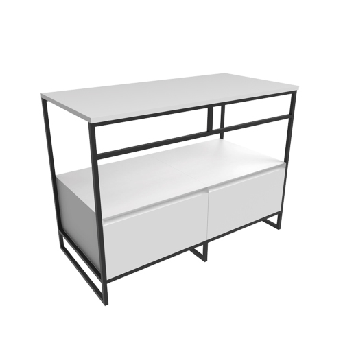 Immagine di Flaminia DENVER mobile sottolavabo L.103 cm in metallo, con 2 cassetti e top in legno laccato, colore bianco finitura opaco DV103MLBK