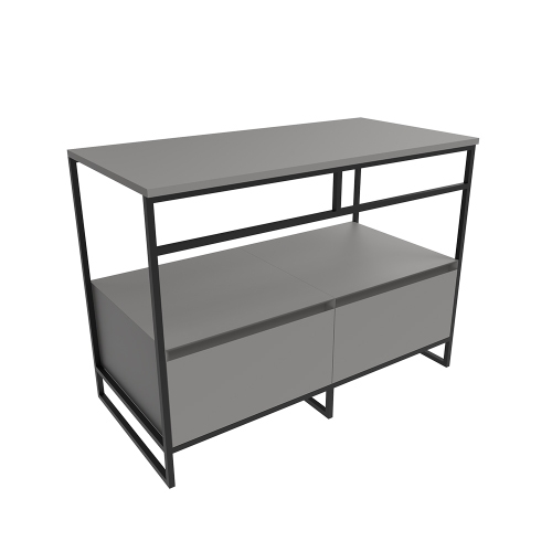 Immagine di Flaminia DENVER mobile sottolavabo L.103 cm in metallo, con 2 cassetti e top in legno laccato, colore grey finitura opaco DV103MLGK