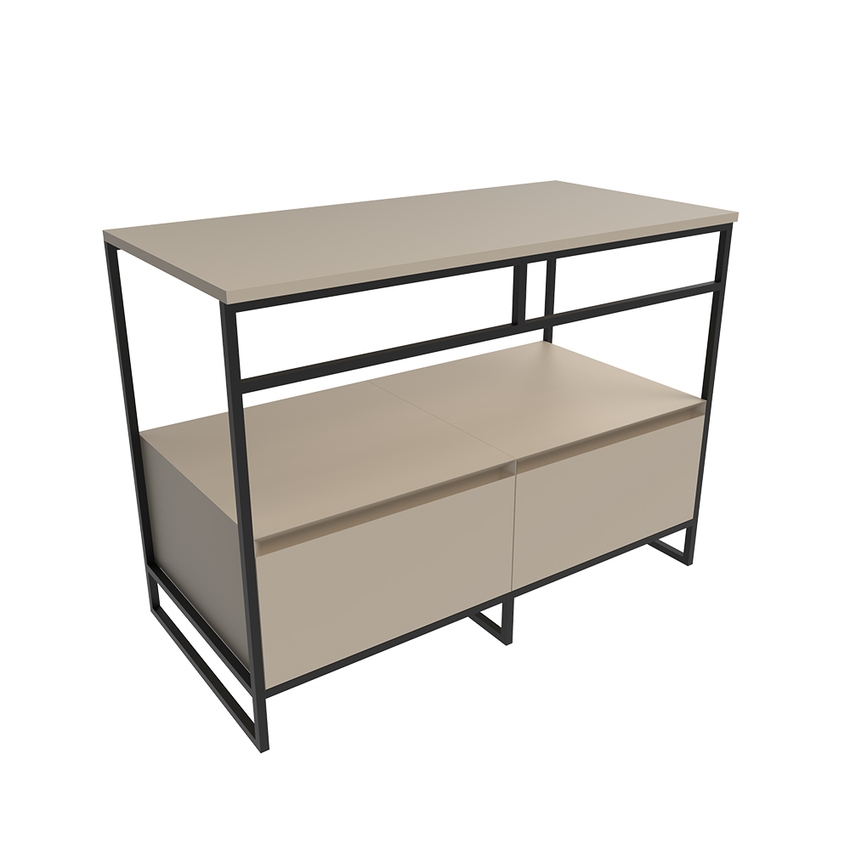Immagine di Flaminia DENVER mobile sottolavabo L.103 cm in metallo, con 2 cassetti e top in legno laccato, colore juta finitura opaco DV103MLJK