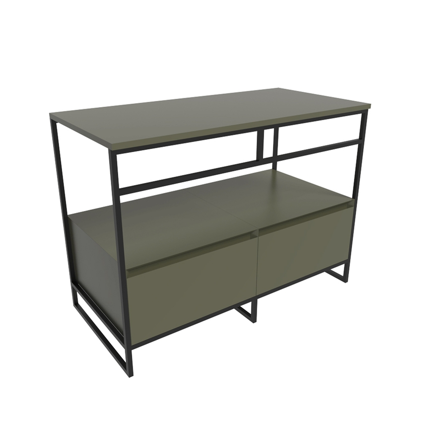 Immagine di Flaminia DENVER mobile sottolavabo L.103 cm in metallo, con 2 cassetti e top in legno laccato, colore verde palude finitura opaco DV103MLVK
