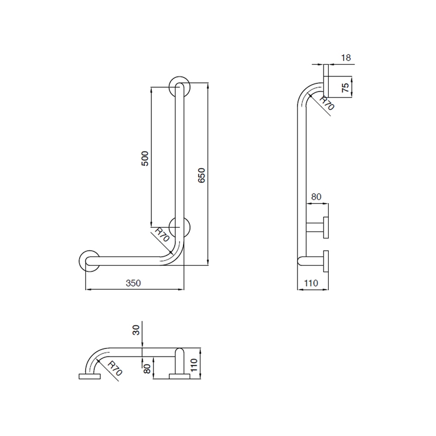 Immagine di Blutech Maniglione montante destro L.35 H.65 cm, verniciato bianco BT0011