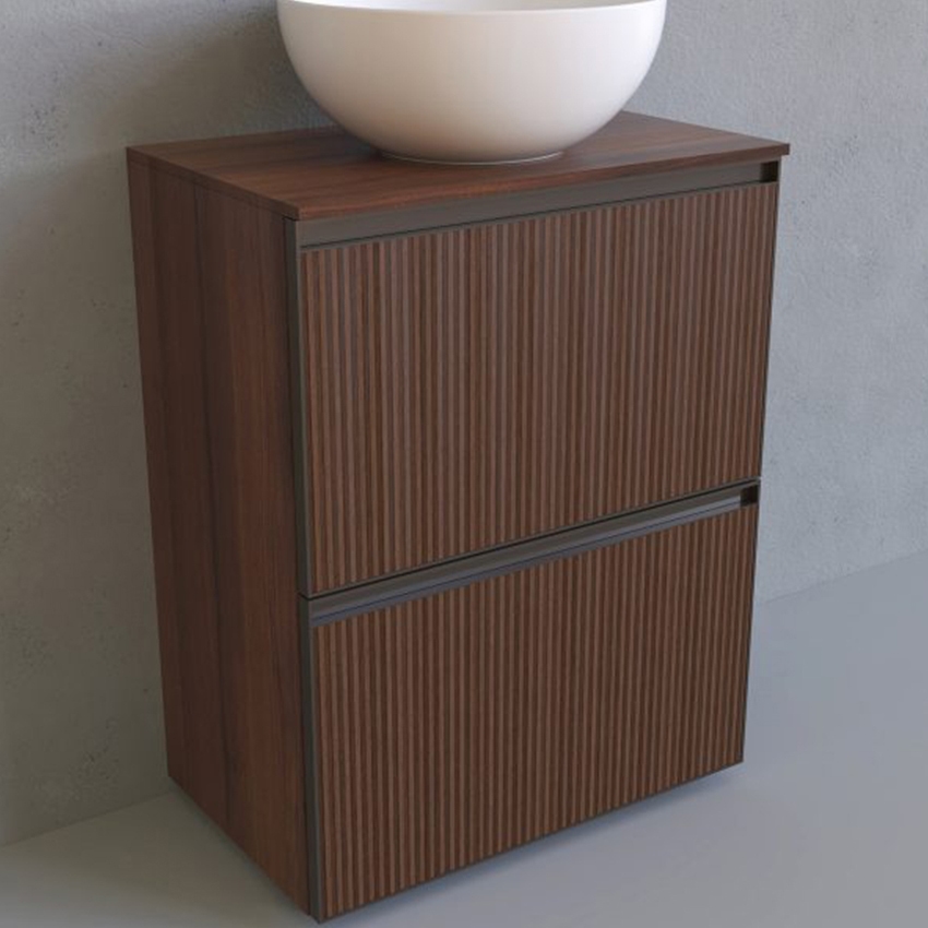 Immagine di Flaminia CUBIKA base portalabo L.60 P.37 cm a terra, con 2 cassetti, senza top, colore bianco finitura opaco CKDI01LBK